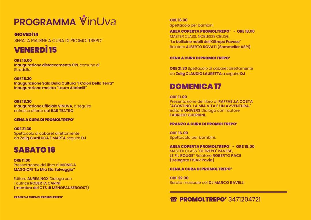 👉 NEWS // In arrivo la nuova edizione 2023 di #Vinuva a #Stradella in Piazza Trieste 🍷🍇 i prossimi 15, 16 e 17 settembre!