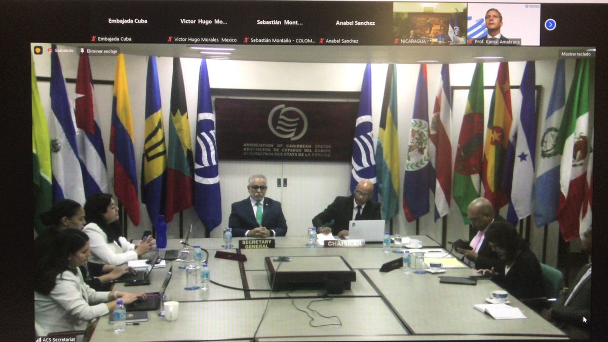 Presidida por #Cuba, sesiona la Comisión del #MarCaribe de la <a href="/ACS_AEC/">Association of Caribbean States</a>, en Trinidad y Tobago. #6Septiembre 2023.

Se evalúa cómo seguir enfrentando la erosión costera, el arribo de sargazos y el #turismo resiliente en la región, e/ otros temas.

<a href="/citmacuba/">Ministerio de Ciencia, Tecnología y Medio Ambiente</a> <a href="/RodolfoSabonge/">Rodolfo Sabonge</a>