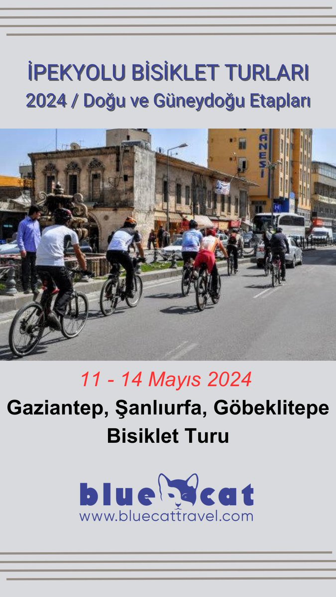 İpek Yolunun dünya tarihindeki en önemli rolü, Doğu ile Batının arasındaki kültürel köprüyü sağlamış, medeniyetler birbirleriyle daha derin iletişim kurmuşlar.
İpekyolu Bisiklet Rotaları
Ayrıntılar ve Rezervasyon: bluecattravel.com