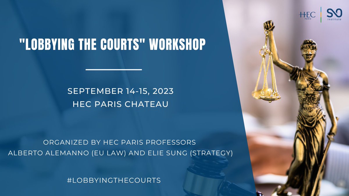 HECKnowledge's tweet photo. Do interest groups #lobby the courts, and how do they do that?
On Sept 14-15, the #Lobbyingthecourts #workshop @HECParis by #HECprofs Elie Sung (Strategy) & @alemannoEU (EU Law) gathers researchers from various disciplines to address a question that remains largely understudied. https://t.co/GwWMMYHprp