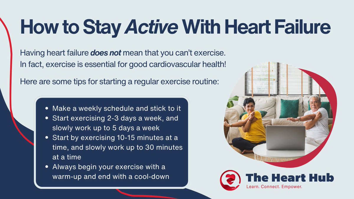 #DidYouKnow: Exercise is essential for good cardiovascular health! Ideally, you should be getting 30 minutes of physical activity 5 days a week. 🚶🏿‍♀️🧘🏾‍♂️🚴🏽

Visit #TheHeartHub to learn about starting &amp; maintaining a regular exercise routine: ourhearthub.ca/physical-activ…