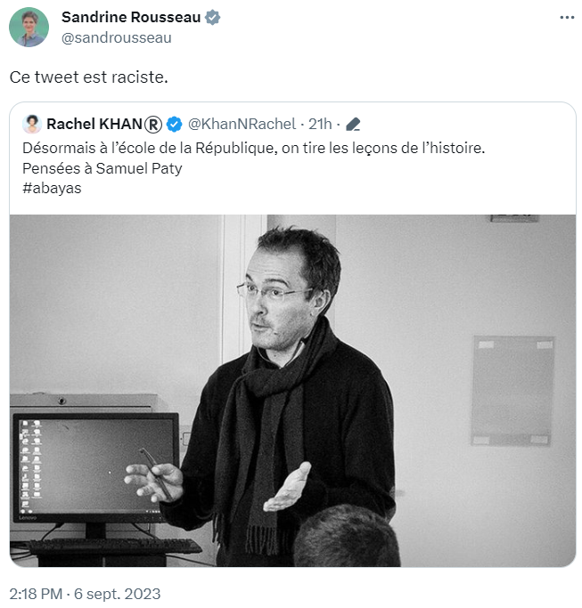 GilbertCollard's tweet photo. Avoir une pensée pour Samuel Paty c'est "raciste" selon Sandrine Rousseau…
Définitivement, je suis conophobe ! https://t.co/913Rcaj5vU