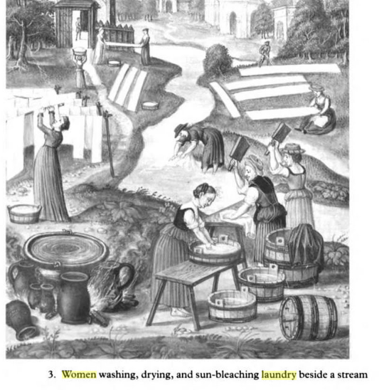 The 6th woman on my medieval Southwark walk is a laundress who beat clothes clean with a beetle and lay them to dry on the ground. Laundresses used the River Thames like this, working on the foreshore but were later banned - story in next. #TotallyThames