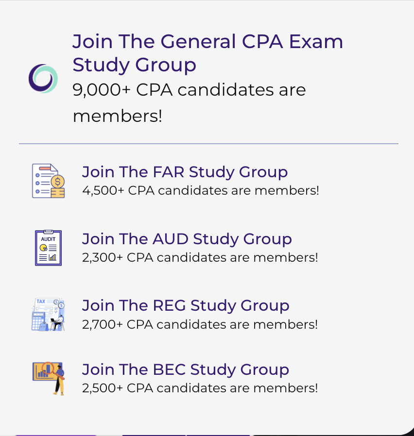 JosephReeve12's tweet image. Join a Universal CPA Review Study Group: 

Step 1:  universalcpareview.com
Step 2: Resources 
Step 3:  Join our 5 study Facebook Groups
Step 5: PASS THE CPA USING UNIVERAL CPA REVIEW!  

Leave a comment below if you are already in the groups! 

#UniversalCPAReview #PasstheCPA
