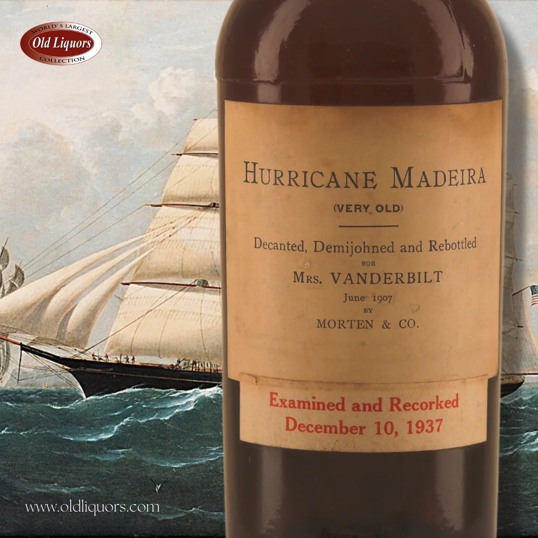 Habersham Hurricane Madeira - Gilded Age Gem! 🍷✨
⠀
Owned by Cornelius Vanderbilt II, rebottled by Morten &amp; Co in 1907. ⏳🍾
⠀
Named after a speedy clipper ship, this NV Madeira is a collector's treasure.
-
Indulge in opulence!  
🌐 oldliquors.com
