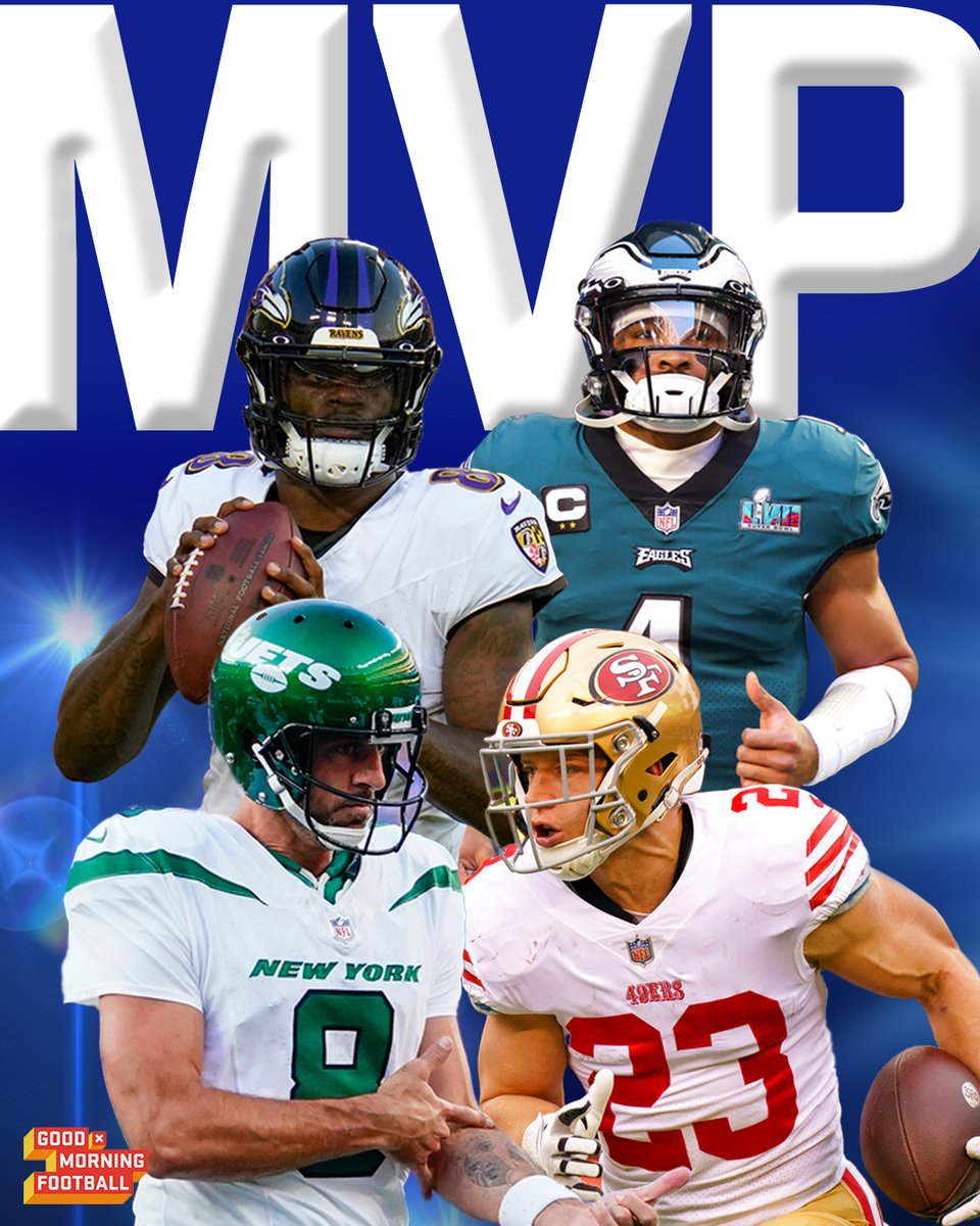 gmfb's tweet photo. Our MVP picks🏅
@JasonMcCourty @Lj_era8 
@JamieErdahl @JalenHurts 
@KyleBrandt @AaronRodgers12 
@PSchrags @CMC_22 

#PredictionWeek https://t.co/5pLBsxNRvA