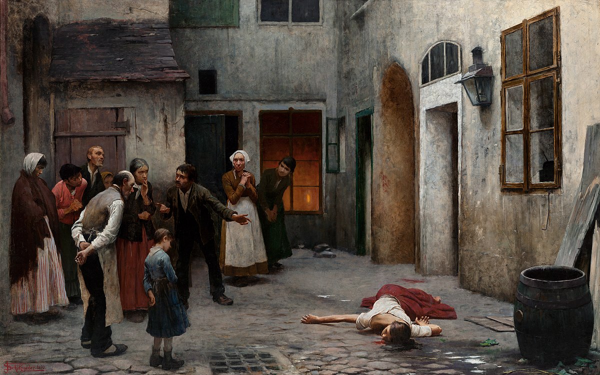 Resim inceleme zamanı! 🧐 Jakub Schikaneder, 1889'da ''Evdeki Cinayet'' adlı bir esere imza attı... Ressam, izleyiciyi olay yeri ile baş başa bırakıyor ve belki de sadece resmi değil, cinayeti de çözmemizi istiyor. Sanat tarihinin en gizemli resimlerinden birini, gelin…