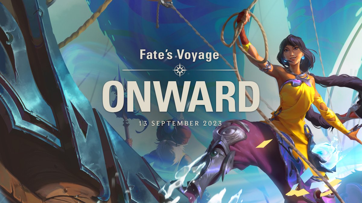 PlayRuneterra's tweet image. Ready to set sail for a grand adventure? Grab your friends, chart your course, and brave the seas in Fate's Voyage: Onward, releasing September 13.