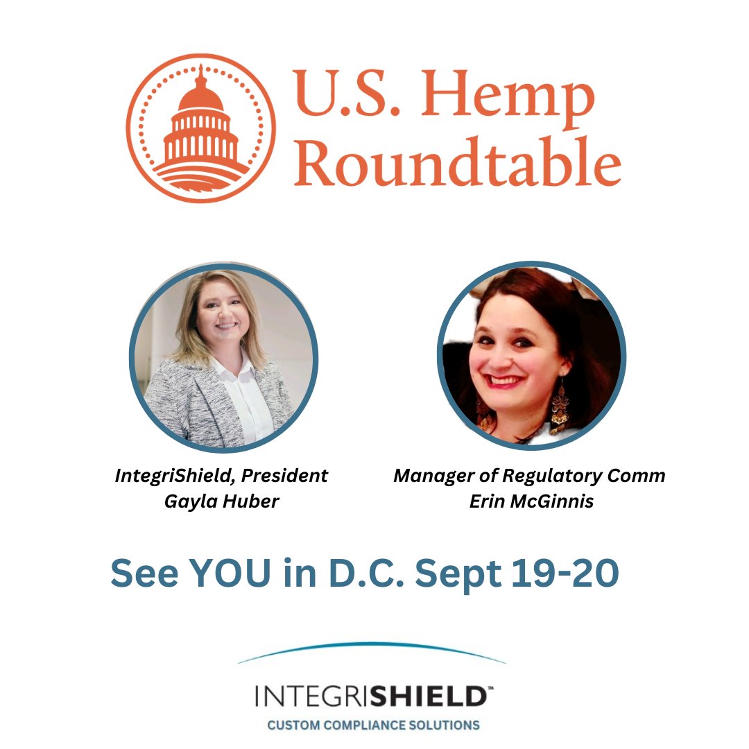 IntegriShield's tweet photo. Sign Up Today! Join Our President, Gayla Huber and Regulatory Comms Manager, Erin McGinnis In D.C. To Hear About The Latest In CBD Regulation.
Click Here To Learn More: https://t.co/oB09a6AmYn
#IntegriShield #GiveUsRegulation @HempRoundtable https://t.co/dItQoI8dUo