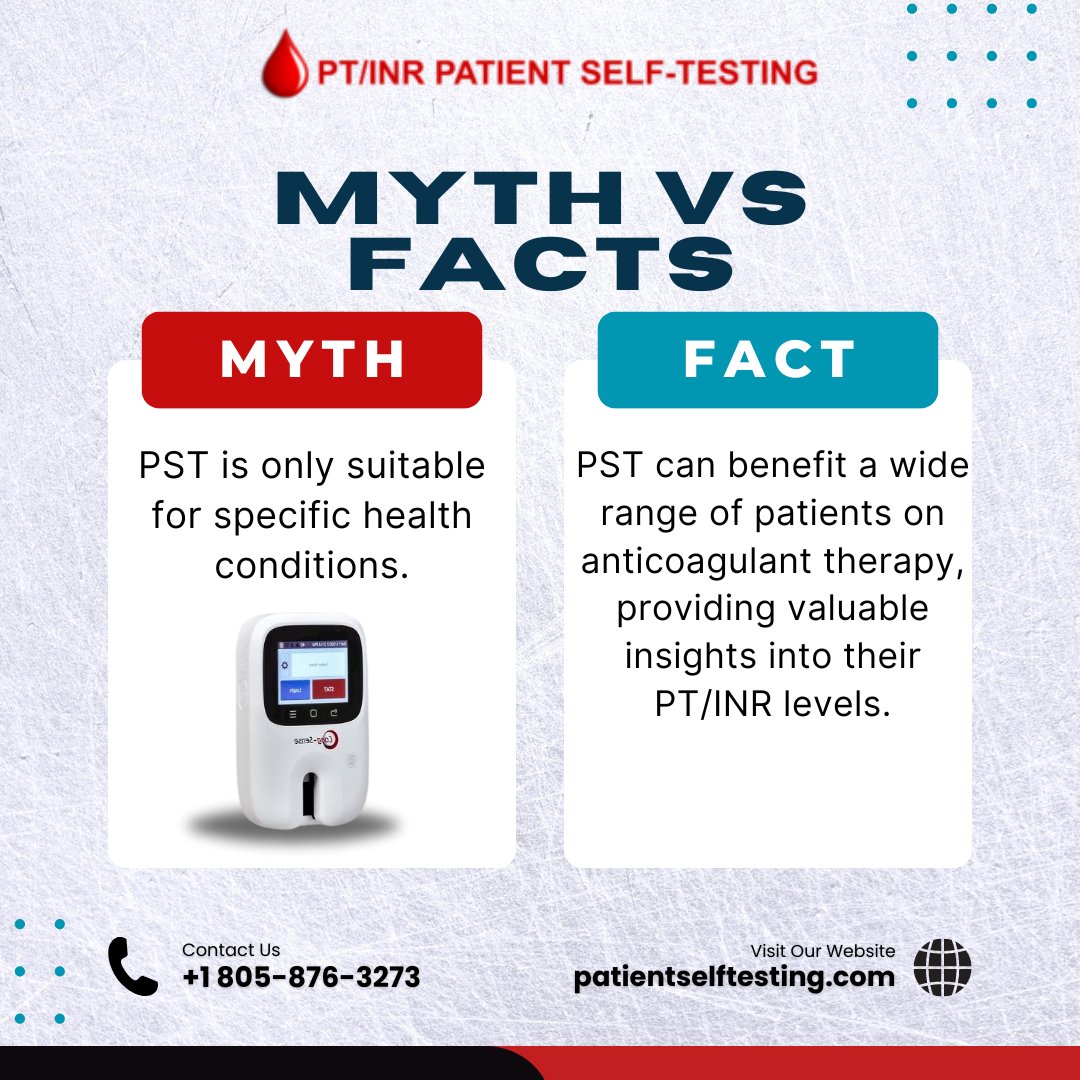 patient_self_t's tweet photo. Busting the Myth! 👊💥 PST isn't just for a select few. In fact, it's a game-changer for many patients on anticoagulant therapy.
Visit us: https://t.co/LZNZ0V859q
Call Now:- +1 805-876-327
#patientselftesting #hospital #thrombosis #venousthrombosis #healthpartner #staypositive https://t.co/1ieCCZAovs