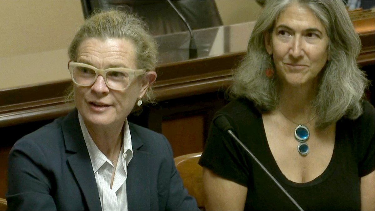 SFSU's tweet photo. SF State administrators @deangrutzik and Carmen Domingo spoke before the California State Assembly Joint Committee on the Arts last week! Thank you for chairing, @RendonAD62! https://t.co/LuraRqwjne #StandWithCSU https://t.co/sK0AEncwSo