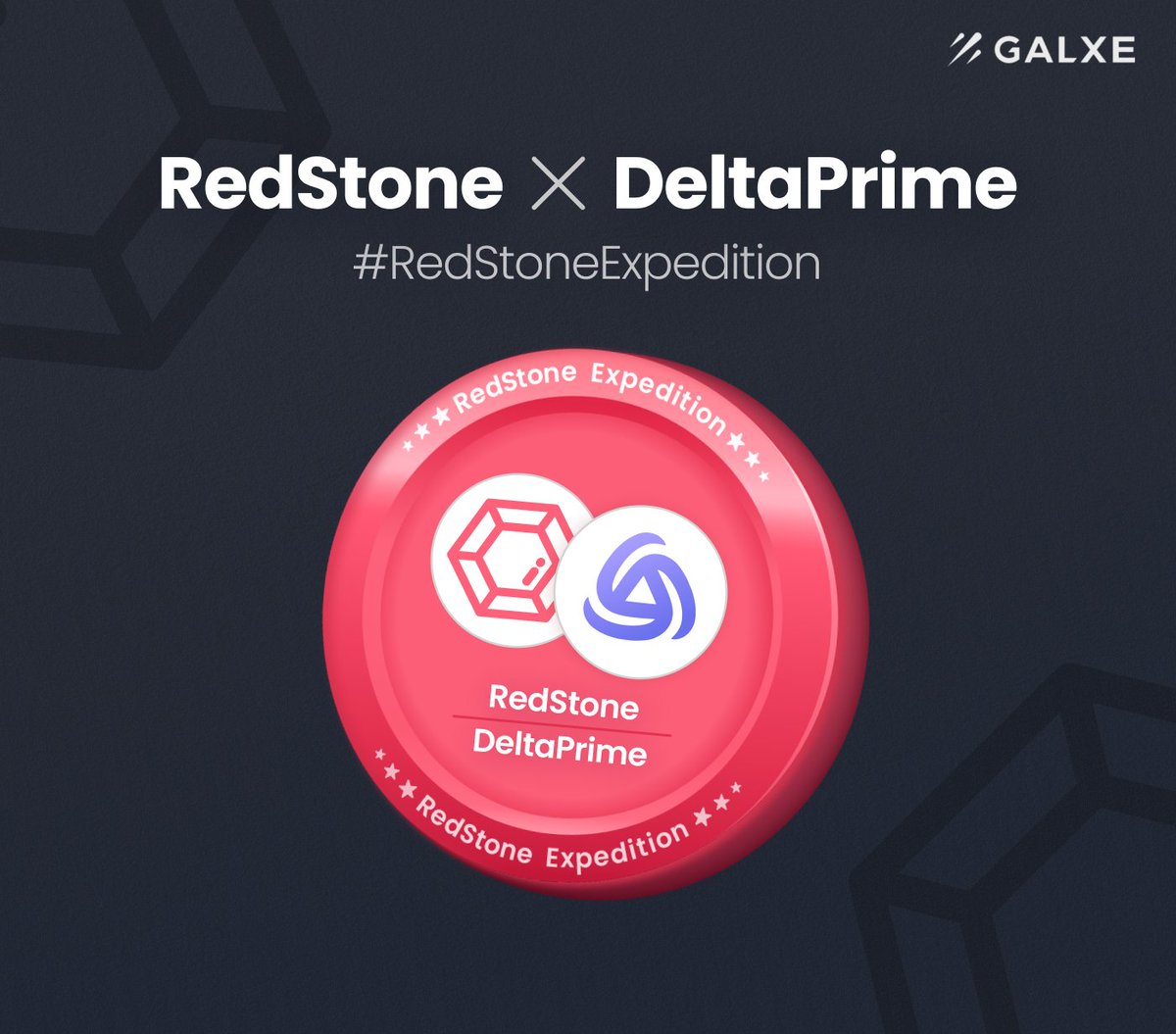 ⛏️ Calling all RedStone Miners!

Thrilled to unveil <a href="/Galxe/">Galxe</a> 3rd partnership campaign in collaboration with <a href="/DeltaPrimeDefi/">DeltaPrime</a> for the #RedStoneExpedition

Get ready for an incredible journey ahead ♦️

Complete tasks to earn your exclusive partnership OAT 👇
galxe.com/RedStone/campa…