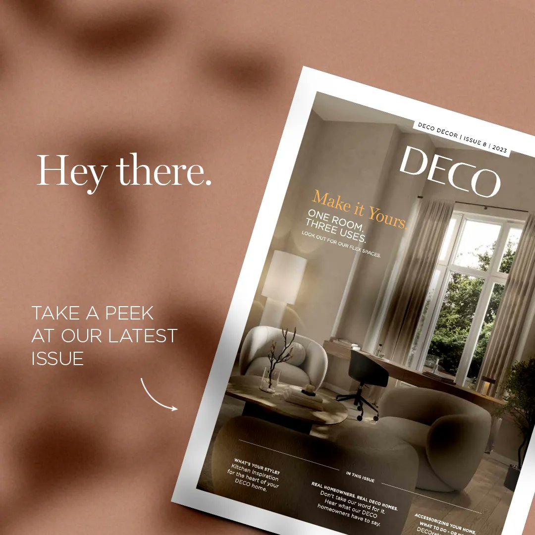DECOHomesca's tweet photo. A brand new issue of #DECODecor is here! Explore the hottest styles and signature design opportunities for accessorizing your home, connect with real #DECO homeowners, discover our highly anticipated upcoming communities and so much more! #DECOHomes #DesignForward #DECOMagazine https://t.co/j2VF4dq3FW
