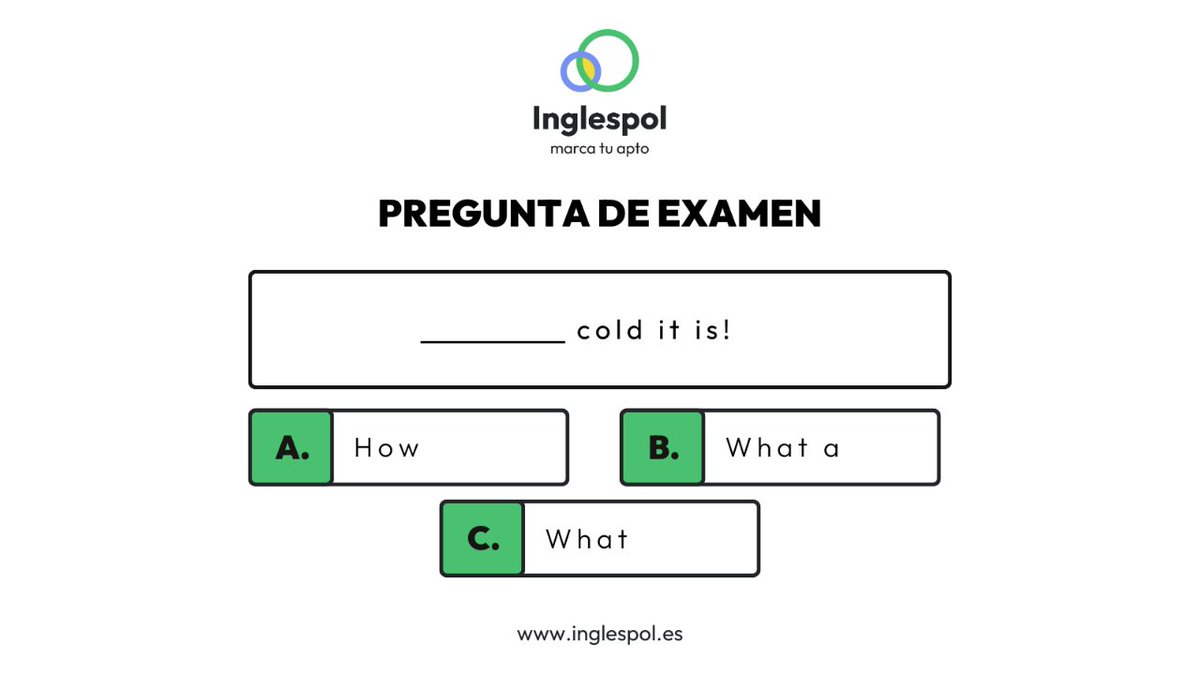 inglespol's tweet photo. 🔥 PREGUNTA DE EXAMEN🔥

¿Qué tal se te dan How, How a y How.?

 Comenta y te damos la respuesta y explicación 😉 https://t.co/uOtMgBbw2D