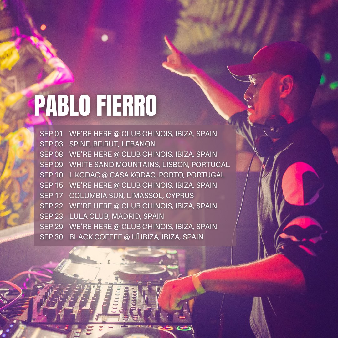 Finishing off summer with a bang! Where will we dance together?! 

#PabloFierro #WEREHEREMusic #Summer