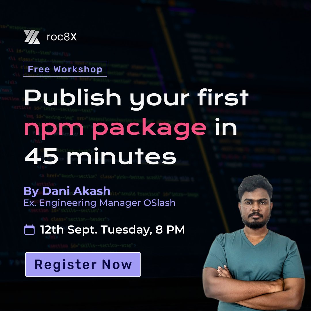 cactroHQ's tweet image. ⚡ Unlock the Power of NPM: Create & Publish Your First Package in 45 Minutes!
😎 No Backend Experience Needed.
✔ Register Now!
#WebDevelopment #npm #npmjs #backend #frontend #developer #reactjs #javascript #npmpackage