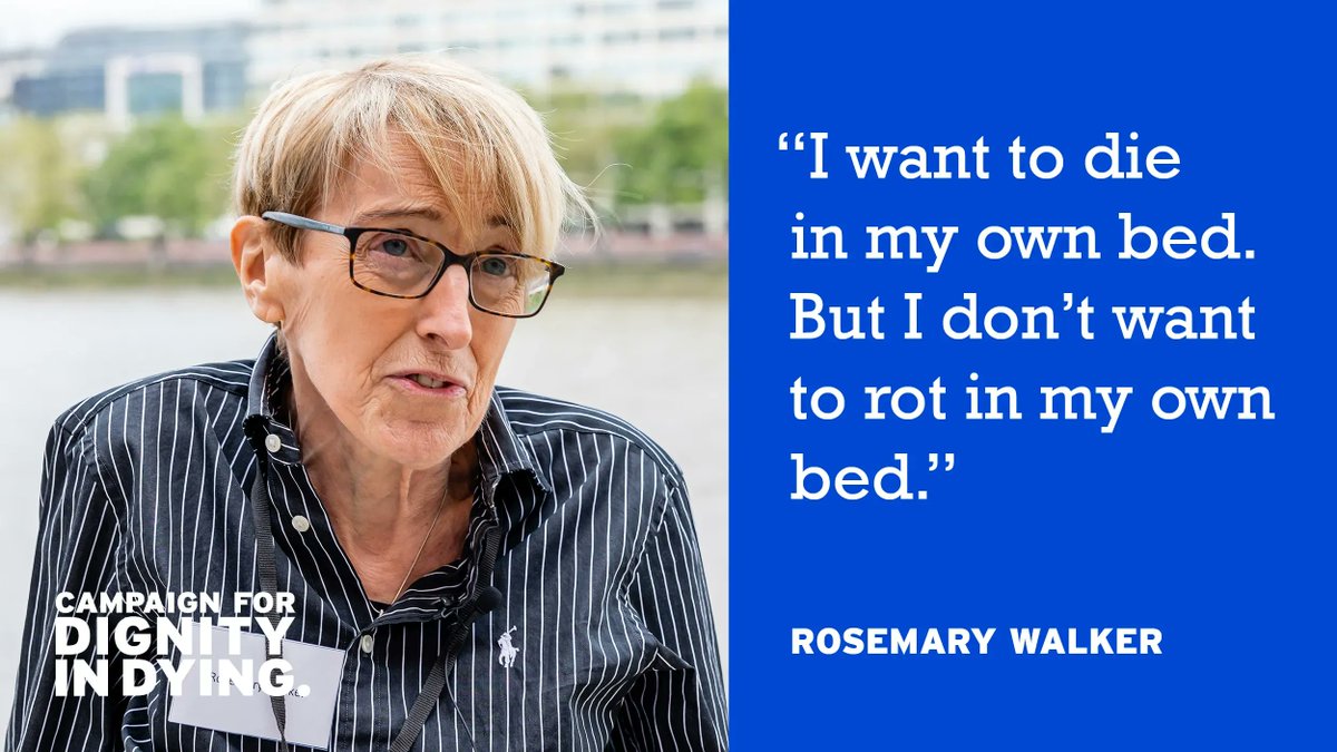 dignityindying's tweet photo. Rosemary has incurable bone marrow cancer. 

She has the green light to go to Dignitas but she doesn't want to die hundreds of miles from home.

However, assisted dying is illegal in the UK, so she is unable to have the death she wants.

This isn't right. https://t.co/Uy7OXggWZI