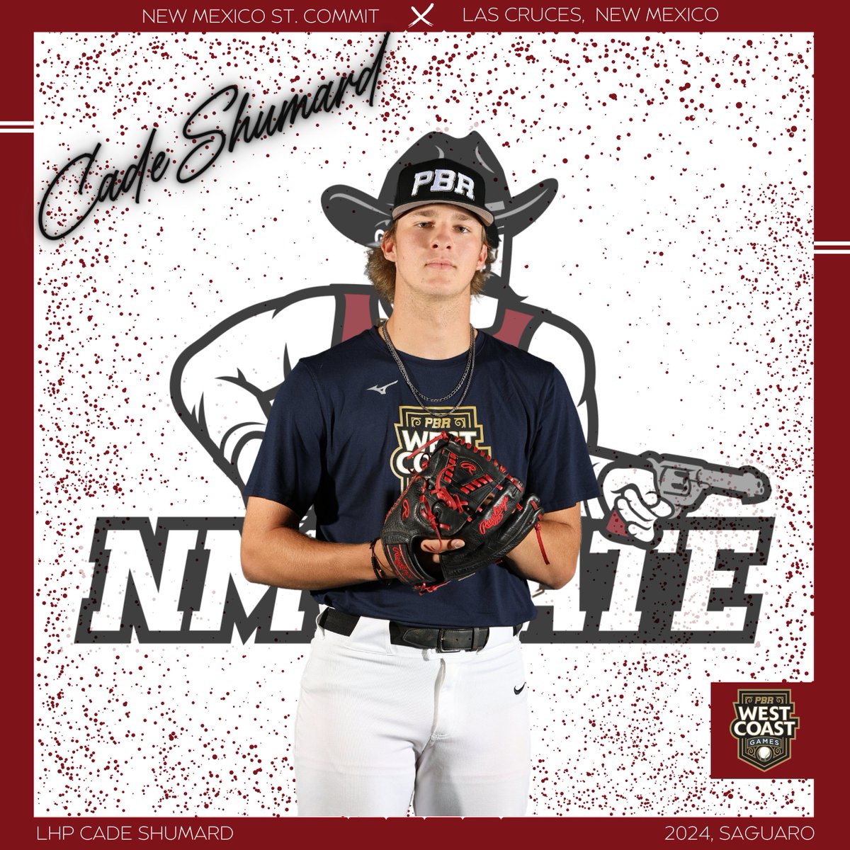 🚨𝐂𝐎𝐌𝐌𝐈𝐓𝐌𝐄𝐍𝐓 𝐀𝐋𝐄𝐑𝐓🚨 '24 LHP Cade Shumard (Saguaro) has announced his commitment to New Mexico State. Shumard was one of the top arms last month at the West Coast Games and is our third commitment from the event. 👤 loom.ly/HqmuR4g || @CadeShumard