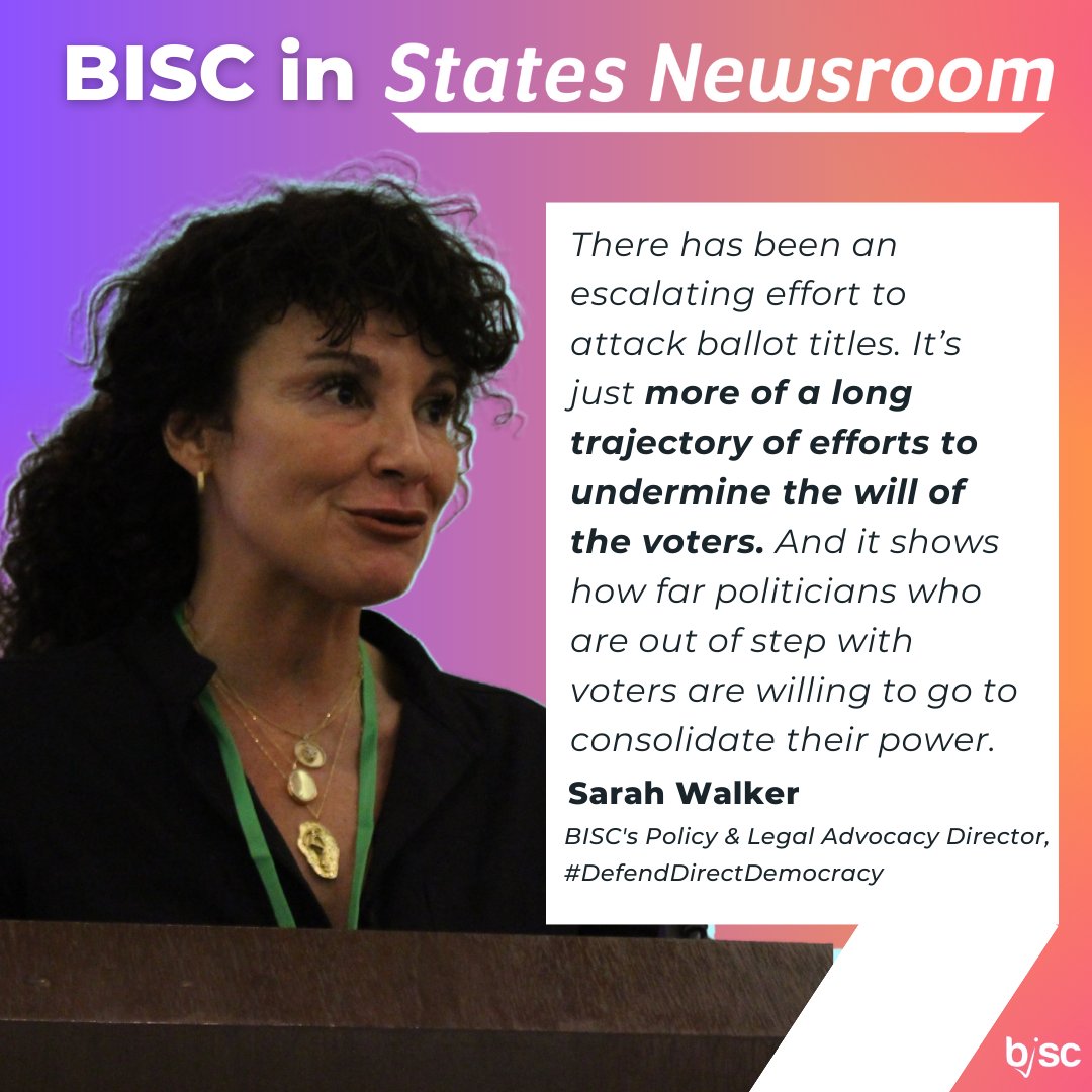 BallotStrategy's tweet image. 📚️GREAT READS: 📚️⁠
⁠
BISC’s Policy and Legal Advocacy Director, Sarah Walker, was quoted in a piece from @statesnewsroom on how biased language is the hot new tactic to thwart #BallotMeasures.

#DefendDirectDemocracy