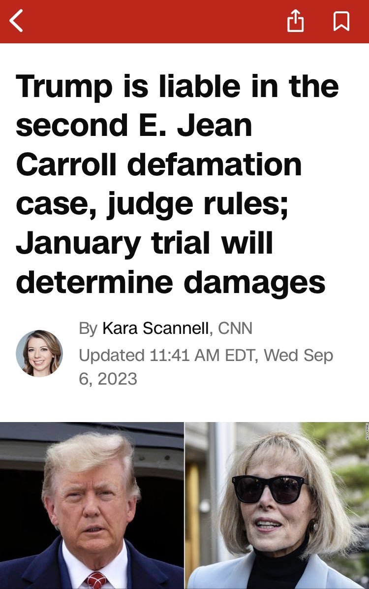 So now the only question remaining is… how long until he defames E. Jean Carroll again and has to fork out even more money? Maga, you really may want to reconsider sending more money to this guy. 🙄 #FreshStrong #DemVoice1 #ProudBlue