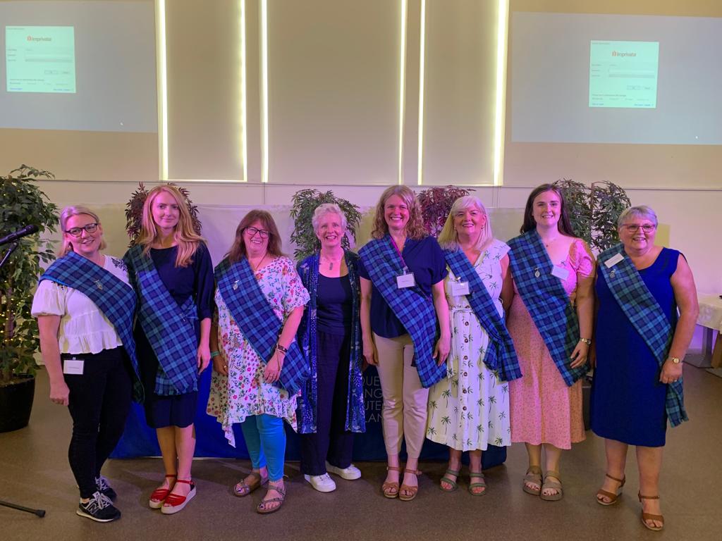 A photo of QNIS' Chief Executive and Nurse Director <a href="/ClareCable/">Clare Cable</a> and the <a href="/DGNHS/">NHS DG</a> Queen's Nurses at this year's Awards Event for Long Service. #ExtraordinaryQN #LongService