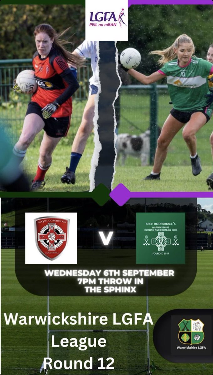 Best of luck to our Ladies this evening who take on @SeanMcDermotts1 in round 12 of the @WarksLGFA League. All support welcome!