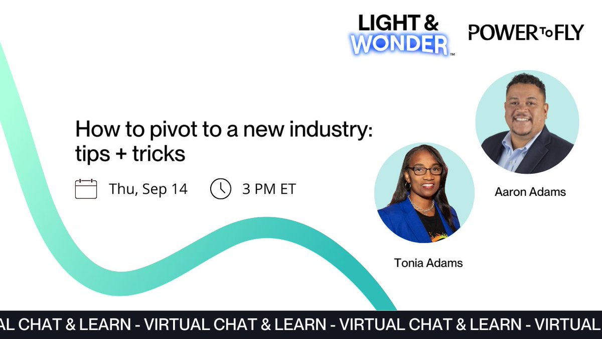 Join a virtual chat with @LightNWonder's Aaron Adams (Vice-President People Capability, Corporate) and Tonia Adams (Director of Global Benefits) to understand what’s it like to pivot to brand-new industries. 🗓️ Register for free: bit.ly/3Z6ip1b