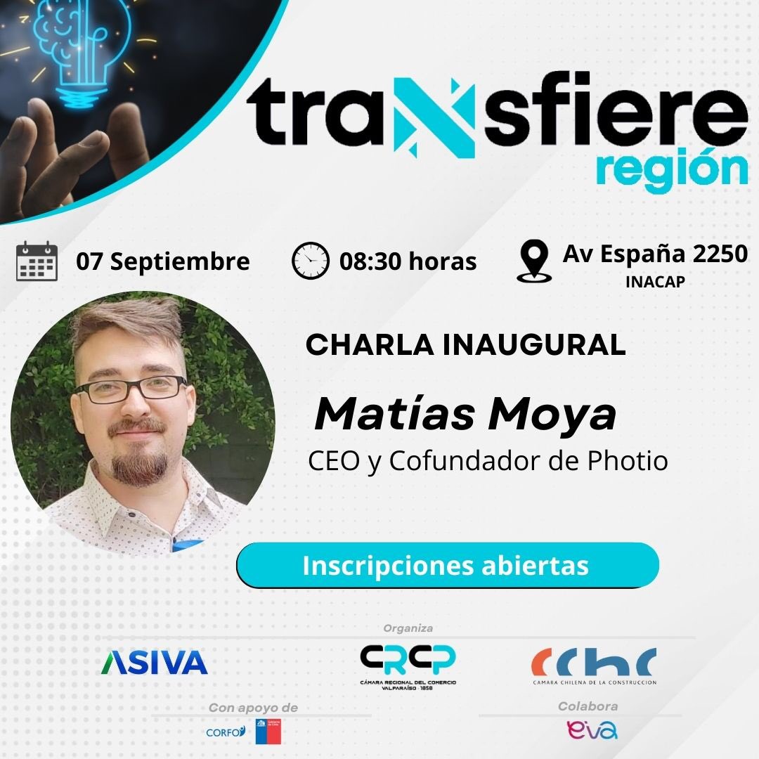 #EventoCRCP |El CEO y Cofundador de Photio, Matías Moya, encabezará la charla inaugural del evento, organizado de manera conjunta por CRCP, ASIVA y CCHC #Valparaíso 👏🏼

<a href="/PhotioCL/">Photio</a> 💪🏼