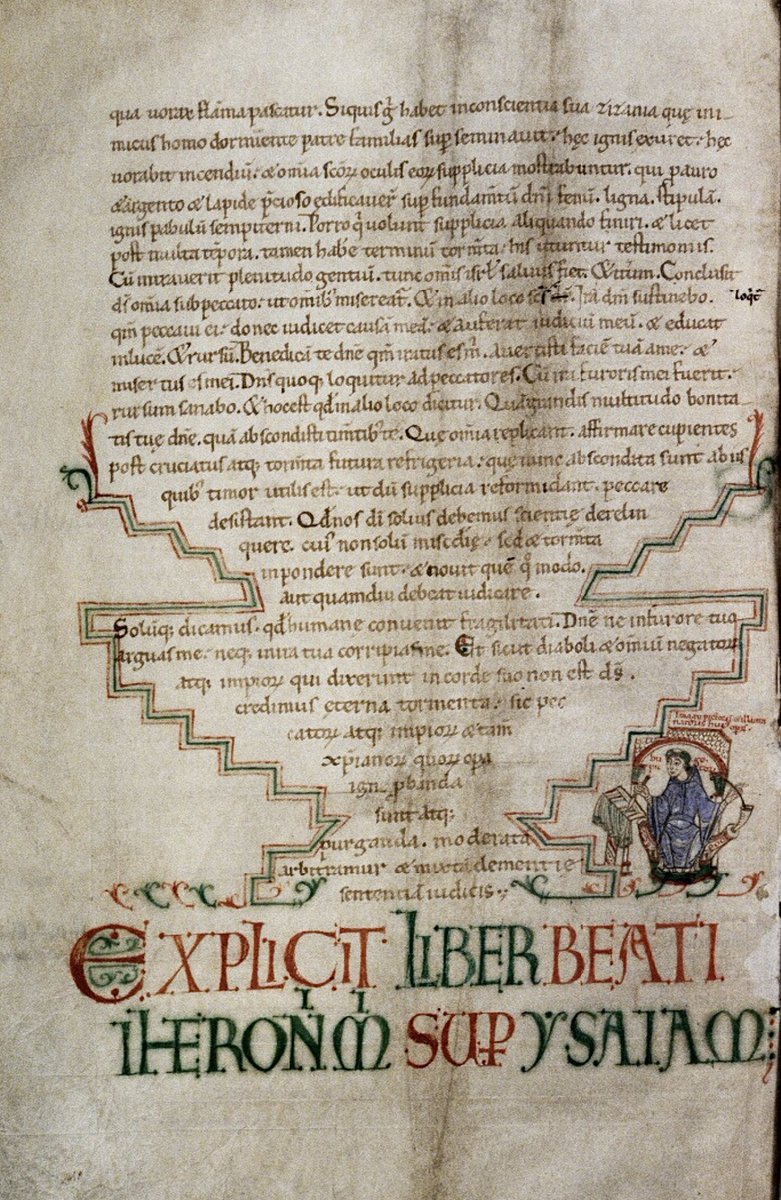 red_loeb's tweet photo. Hugo Pictor: "Imago pictoris et illuminatoris huius operis". The painter painting himself painting the picture. Certainly #selfreferential
Bodleian Library MS. Bodl. 717; Commentary on Isaiah, Jerome; 11th century; France, Normandy; f.287v @BDLSS https://t.co/T9JEokS1Ja