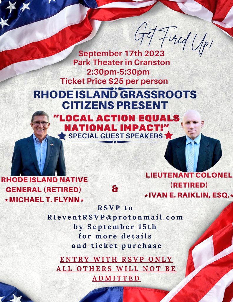 KaraKryptonite's tweet photo. I'm so excited for this, I might cry 🥹 

@GenFlynn ❤️ @IvanRaiklin 

➡️ RSVP now before it's too late! 

#SaveRhodeIsland https://t.co/ssHWUUlHtn
