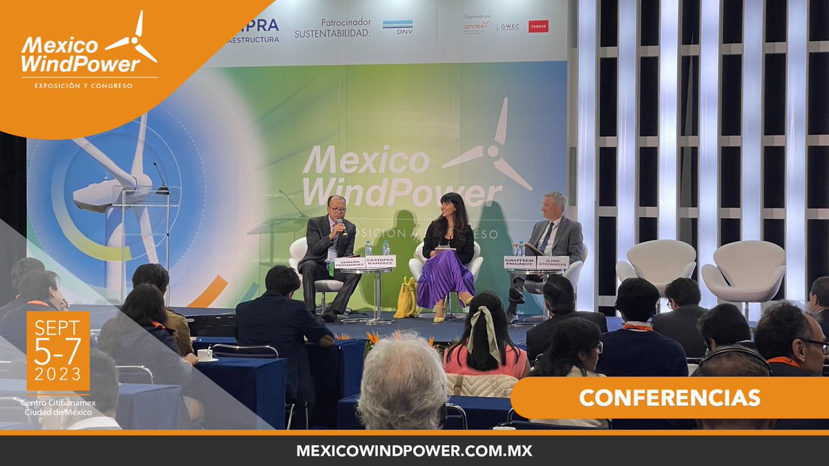 mexicowindpower's tweet photo. #MexicoWindPower2023 comenzamos el programa de conferencias con Magistral Visión internacional, La Ruta Hacia el 2023. 
Cómo alcanzar las metas contra el cambio climático. 
https://t.co/8nxSKugnWb https://t.co/lRWDl5VXhY