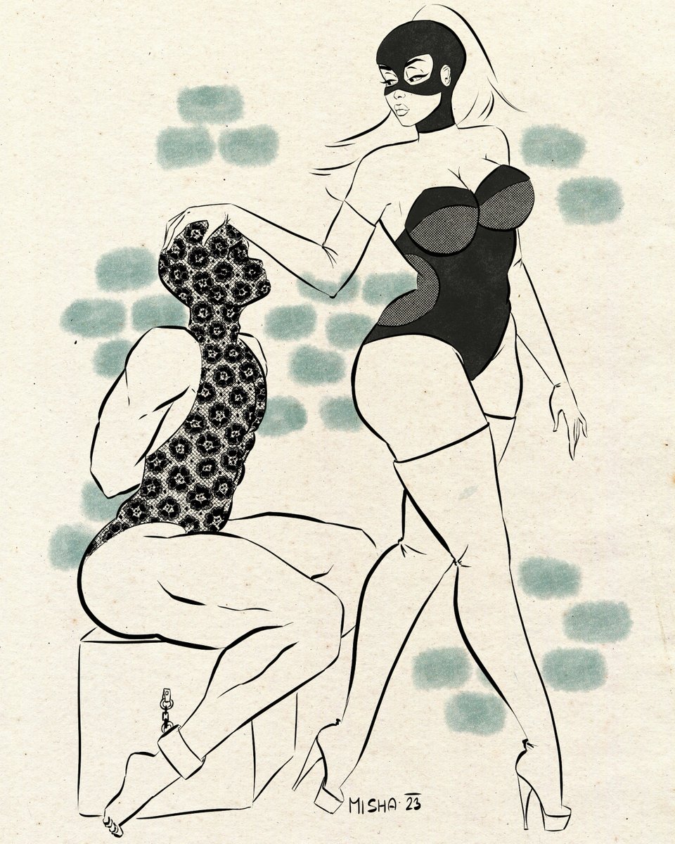 MishaPinupArt's tweet photo. "Wait" - It is important to know where is your place 🤭
.
#pinup #pinupillustration #digitalart #latex #lace #lacemask #vintagesleaze #dungeon #patience #lacebody #highboots #retroart #vintagestyle https://t.co/2SXKRKn0rn