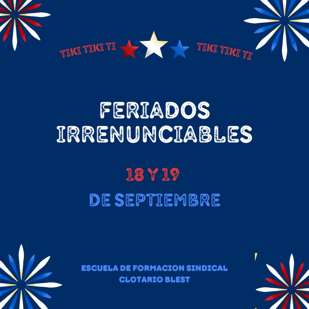 esclotarioblest's tweet photo. Recuerden!

Los feriados irrenunciables son días, que por decreto las y los trabajadores no deben ejercer sus labores.
Quedan exentos, sectores dedicados a actividades esenciales. https://t.co/1hhVKby9cs