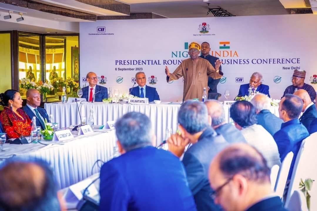 Opetuyii's tweet photo. President @officialABAT commended Indian investors for significant investment pledges amounting to nearly $14 billion U.S. dollars committed during the Nigeria-India Presidential Roundtable and Conference in New Delhi, India. @g20org 
6th September, 2023 
@YusufTuggar 
@bosuntijani