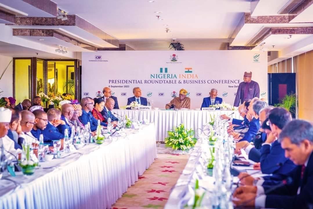 Opetuyii's tweet photo. President @officialABAT commended Indian investors for significant investment pledges amounting to nearly $14 billion U.S. dollars committed during the Nigeria-India Presidential Roundtable and Conference in New Delhi, India. @g20org 
6th September, 2023 
@YusufTuggar 
@bosuntijani