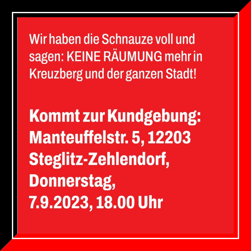 Lausitzer Straße vor 10 Jahren.

Auf der Kundgebung wollen wir mit der Eigentümerin ins Gespräch kommen.

Wir haben die Schnauze voll und sagen: KEINE RÄUMUNG mehr in Kreuzberg und der ganzen Stadt!

(7/8)

#b0709 #ZwangsräumungVerhindern