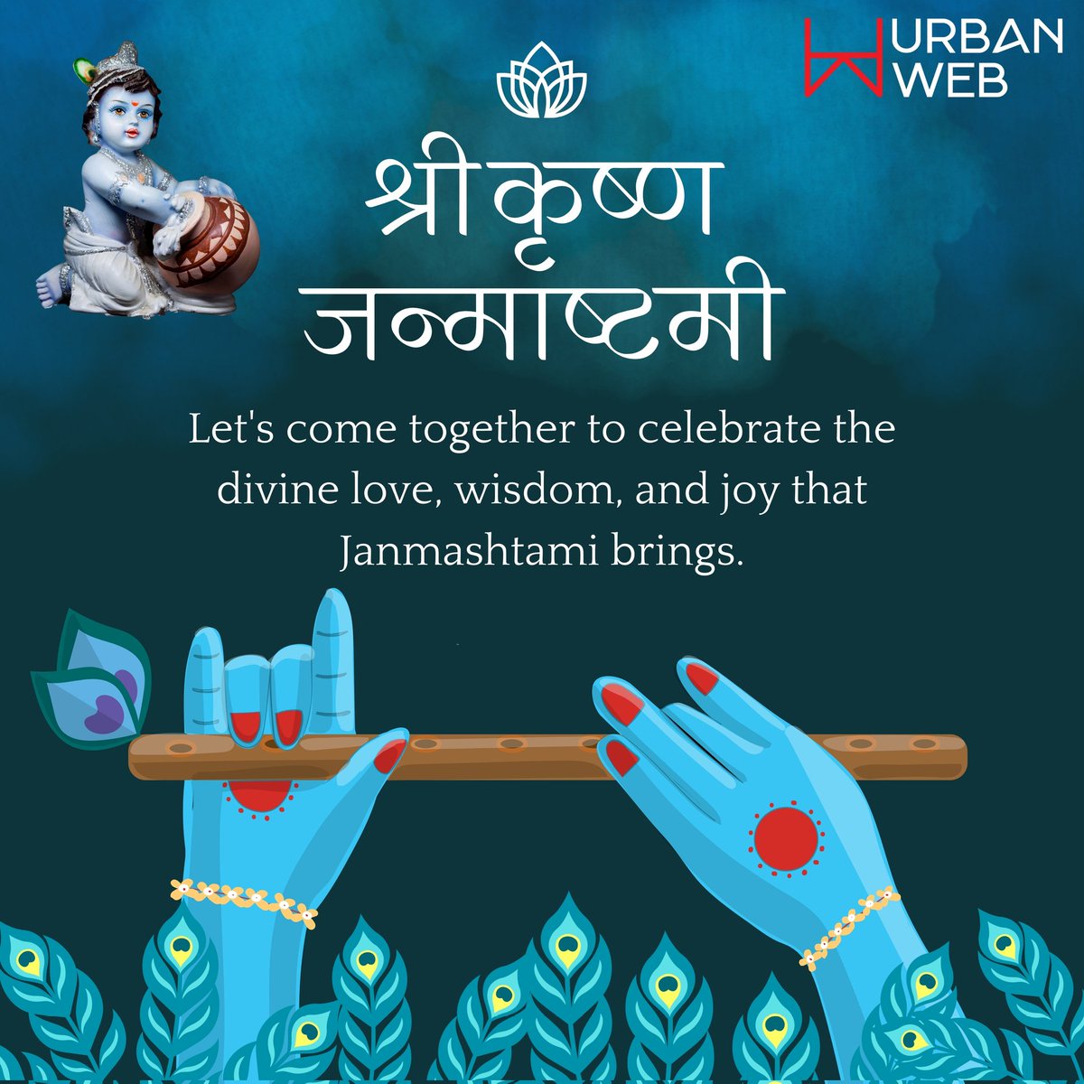 UrbanwebSol's tweet photo. Let's come together to celebrate the divine love, wisdom, and joy that Janmashtami brings.

Wish you all a very Happy Krishna Janmashtami.

#urban_websolution #krishna #krishnajanmashtami #janmastami  #lord #lordkrishna #ahmedabad #gujarat #india #indianfestival #IndianFestivals https://t.co/hRiPuMG1of