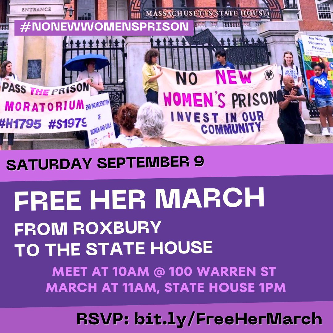 Hey @BrandeisU:  Join #BEJI in marching with @justicehealing on this Sat., Sept. 9th in support of the #freeher and #nonewwomensprison movement here in MA! RSVP to the march using the link in the flyer. 

Students: use our form to meet up with us there: forms.gle/PSyMeHWpDaG947…