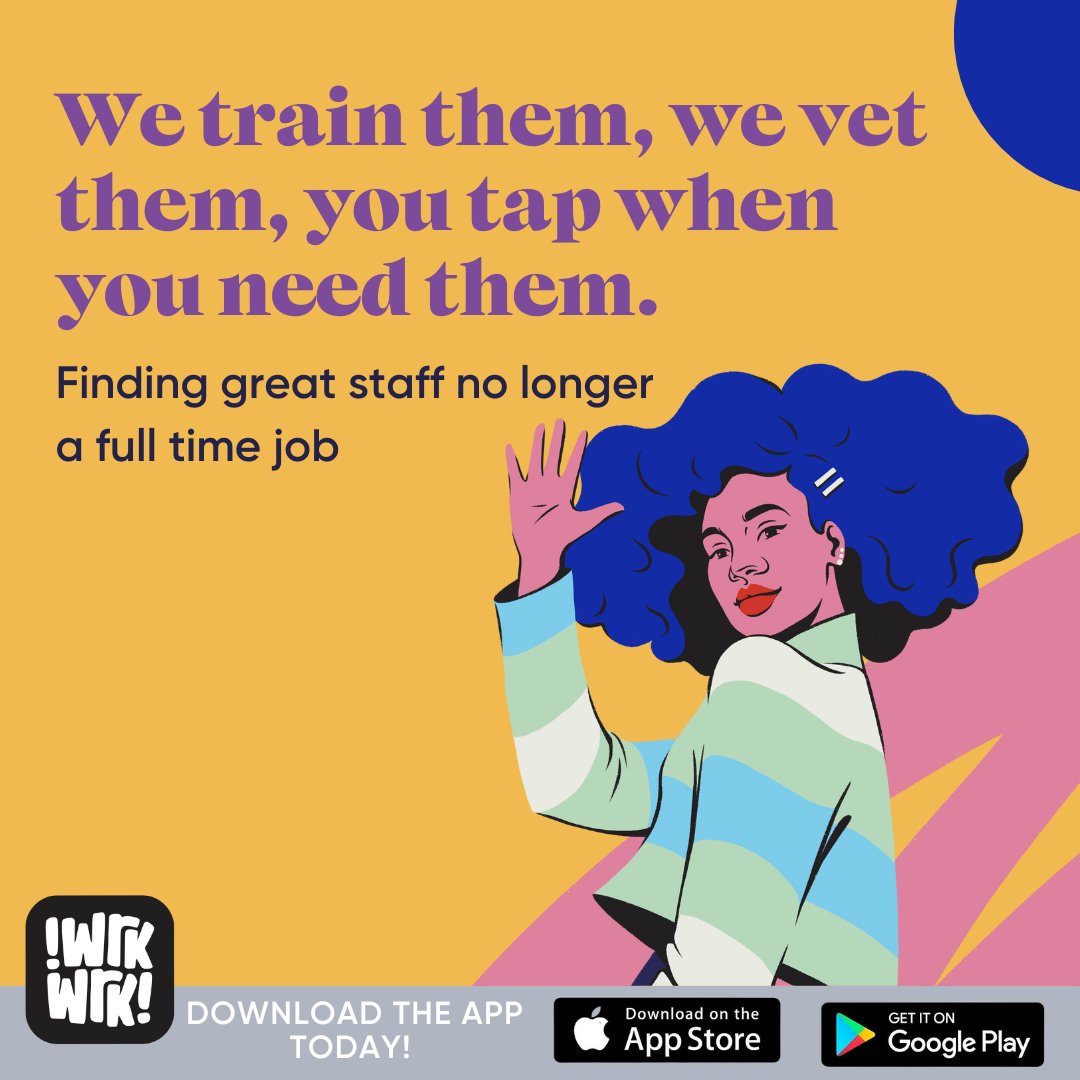 WrkWrk_shifts's tweet photo. Forget everything you know about hiring #tempstaff. We do the screening, the interviewing and the training; you just tap when you need them.
Find out more➡️ https://t.co/aYew8E3U9l or download our client app:
App Store: https://t.co/Y1z6mjF4ta
Play Store: https://t.co/9DO6LKPMCs https://t.co/Qov9cIIqbT
