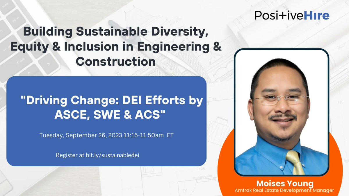 PositiveHireCo's tweet image. Ready for a change? Join us at #DiversityInEngineering for an empowering panel on DEI efforts by ASCE, SWE, and ACS. Discover how these leading organizations are paving the way for inclusivity and equity in the engineering and construction industry.