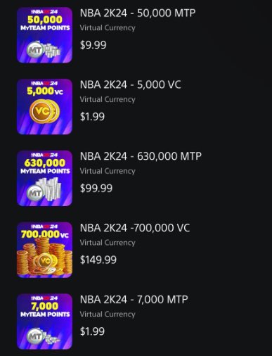 2KIntel's tweet photo. MT and VC prices in #NBA2K24 https://t.co/UawT9QDyZn