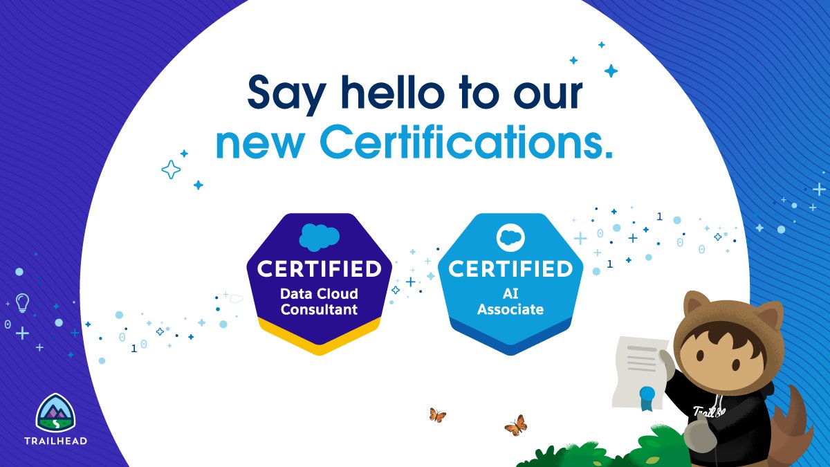 🚨 New certifications alert 🚨 Validate your AI and Data Cloud knowledge with the confidence to charge full steam ahead with your AI journey. 👏 Uncover more about driving AI + Data success and get @Salesforce Certified today ➡️: sforce.co/3EwzgRe
