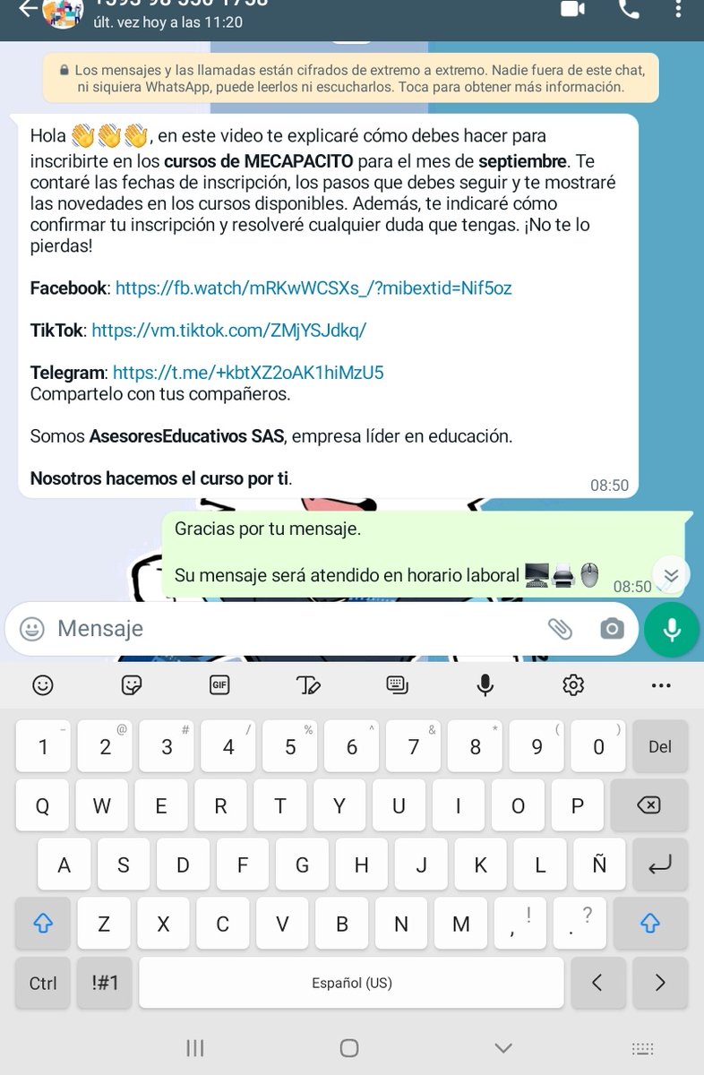 danleonidas's tweet photo. Buenos dias, srs del @Educacion_Ec no comprendo como esq m envían este tipo de publicidad a mi número que es solo para el trabajo https://t.co/4si0q8swM8
