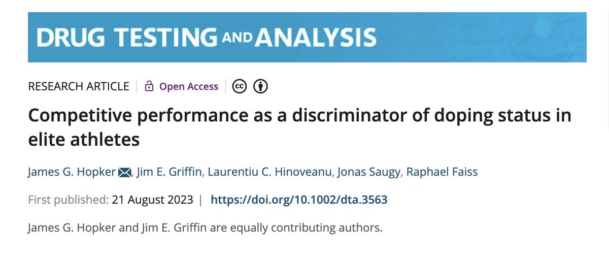 Scientists developed a statistical model based on performance that successfully discriminated between athletes with and without prior #antidoping rule violations. This model could assist in risk stratification of athletes for anti-doping purposes. 

…iencejournals.onlinelibrary.wiley.com/doi/10.1002/dt…