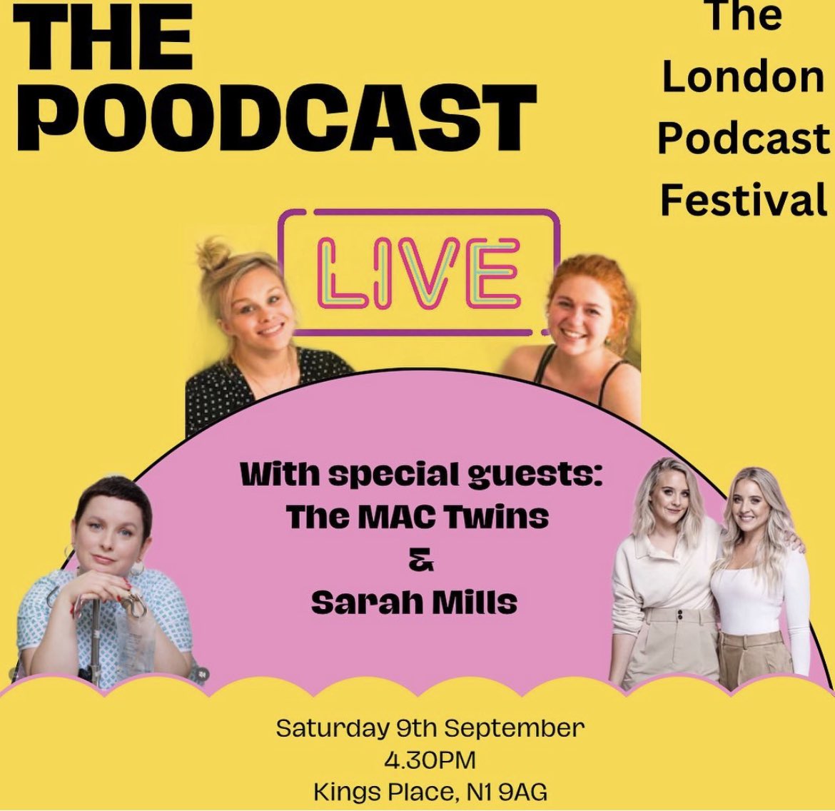 📣 We are BACK 📣 This Saturday 9th September we are recording a live episode of The Poodcast with the marvellous members of The Poo Crew @TheMacTwins and @sazzymills at @LondonPodFest We have lots of tickets 🎟️ so please do come along and support 💩 kingsplace.co.uk/whats-on/comed…