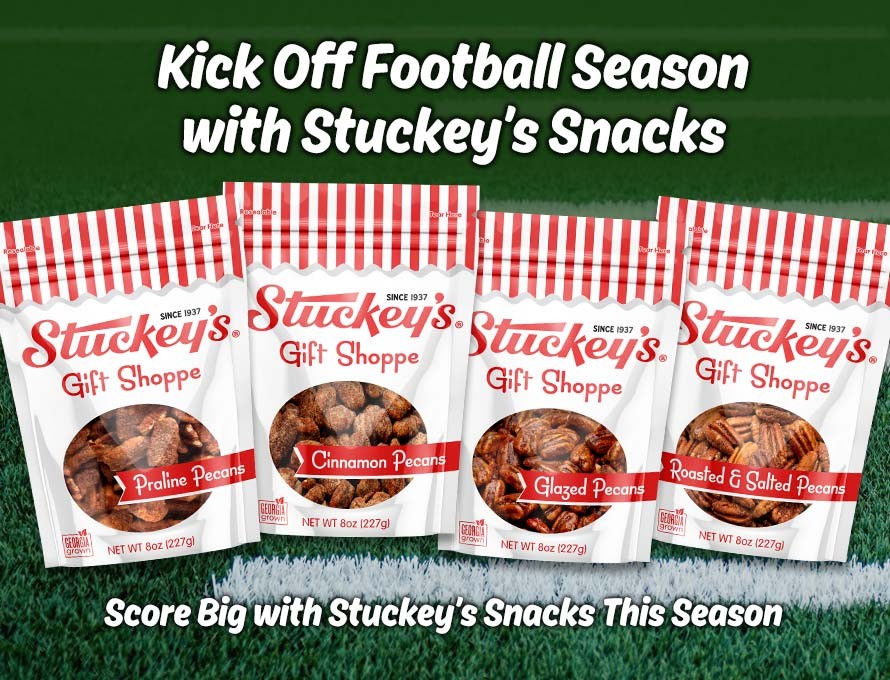 Go big or go home this season! 
You don't need a coin toss to know Stuckey's has the perfect addition to your game-day snack lineup. 
Visit our online store and draft your picks today. 
Go team! 
Shop here: bit.ly/3Z3SVBL