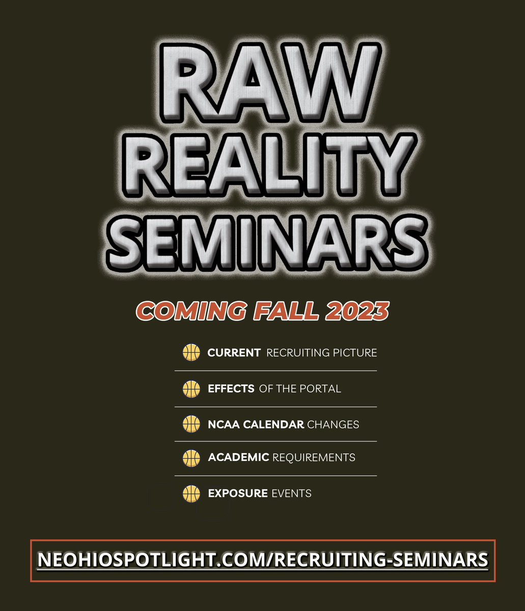 🚨ANNOUNCEMENT🚨 NEO Spotlight Presents: Raw Reality Seminars The goal with the seminars will be to help educate parents, student-athletes, and high school coaches on the ever-changing recruiting process. Visit the link below for more information: neohiospotlight.com/recruiting-sem…