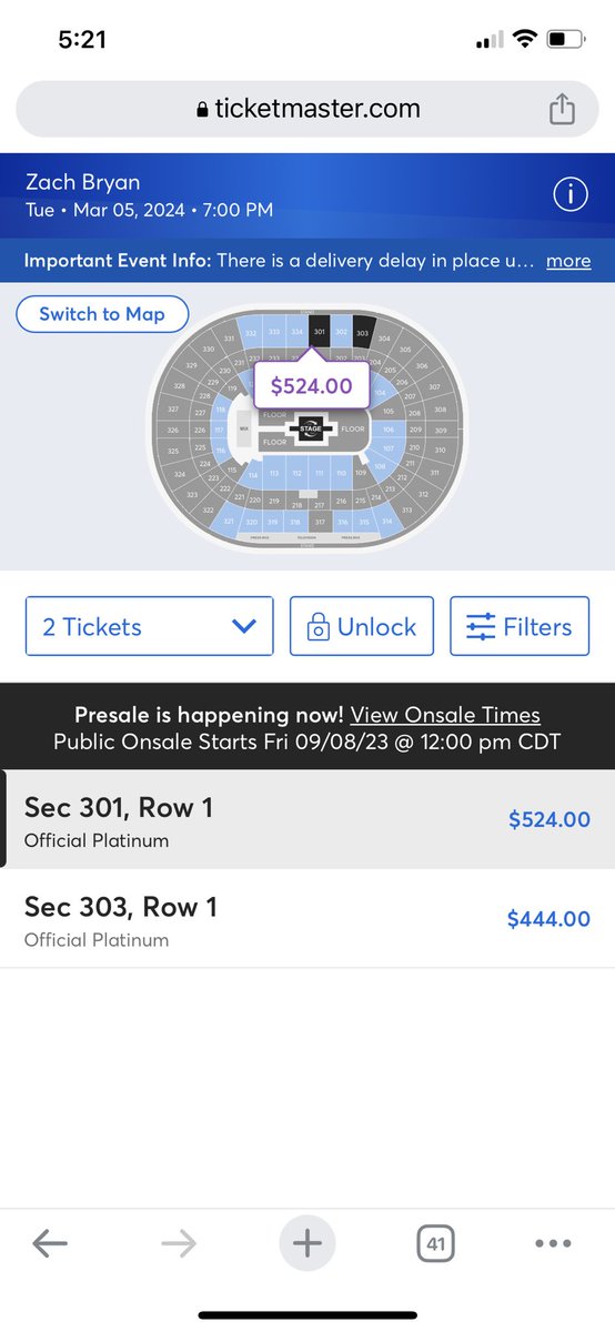 MRBuschur's tweet photo. Pretty reasonable for nosebleeds @zachlanebryan #allmyhomieshateticketmaster https://t.co/DGe3ULp1cY