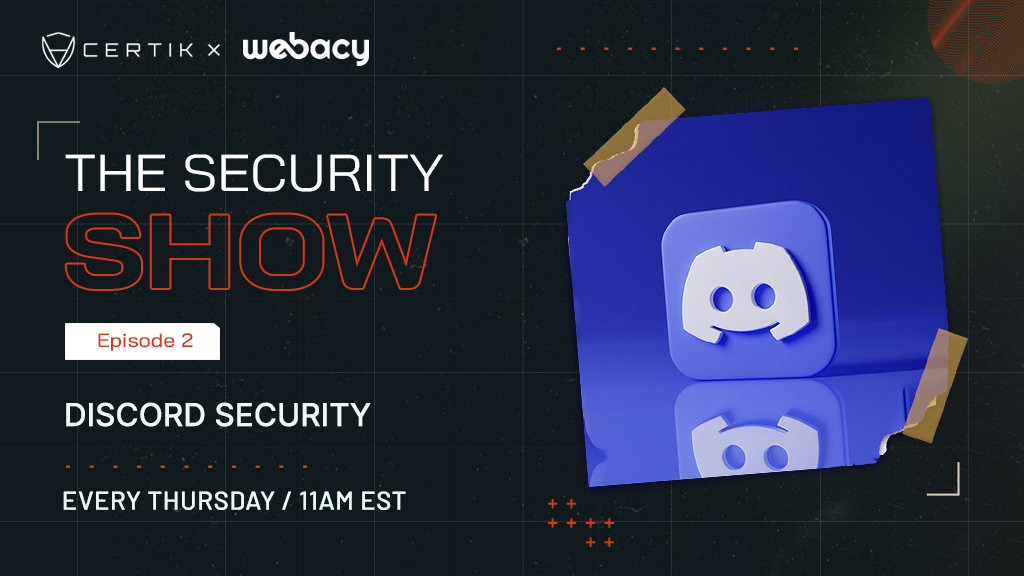 Episode 2: Discord Security🛡️

Join us EVERY week as we chat with our friends at <a href="/CertiK/">CertiK</a> about various hot security topics 🔥 

Have questions or a topic you want to chat about? Stop by!  

📅Thursdays 11AM EST  

Set reminders here 👇

x.com/i/spaces/1yNGa…