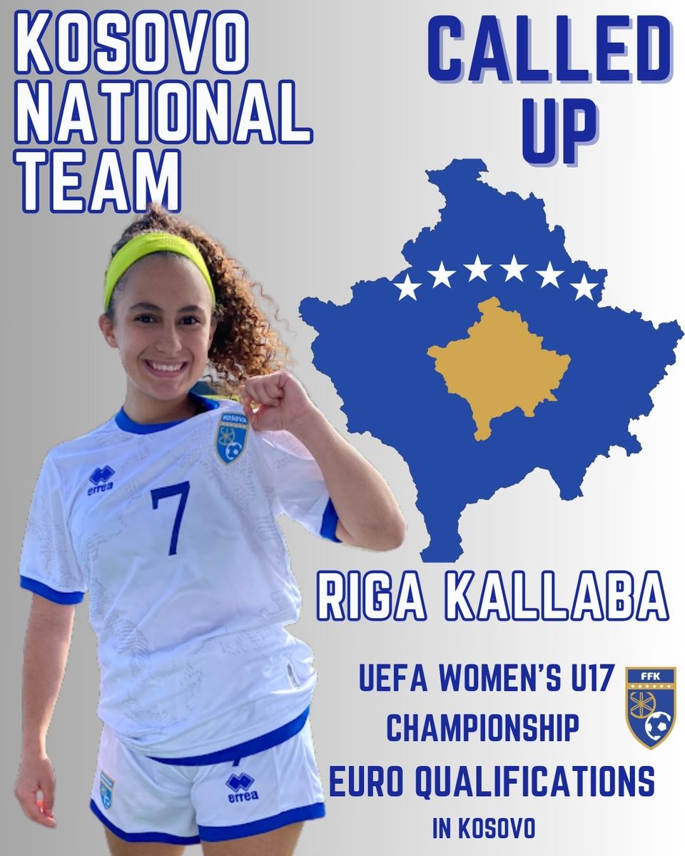 RigaKallaba's tweet photo. So excited to announce that I’ve been called up for the Kosova National Team for the 2023/24 Euro Qualifications! This is an honor and I’m so proud to represent my beautiful country!
See you soon Kosova 🇽🇰🫶🏻
@FFK_KS @FFKFemra https://t.co/g5UtWsiI6I